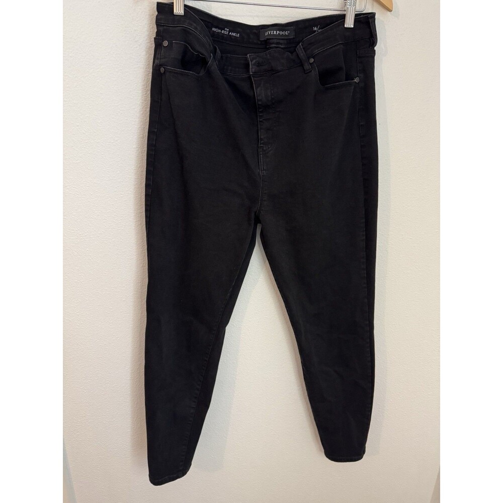 Hudson Womens Jeans High Rise Ankle Size 16/33 Black Stretch Classic Plus EUC